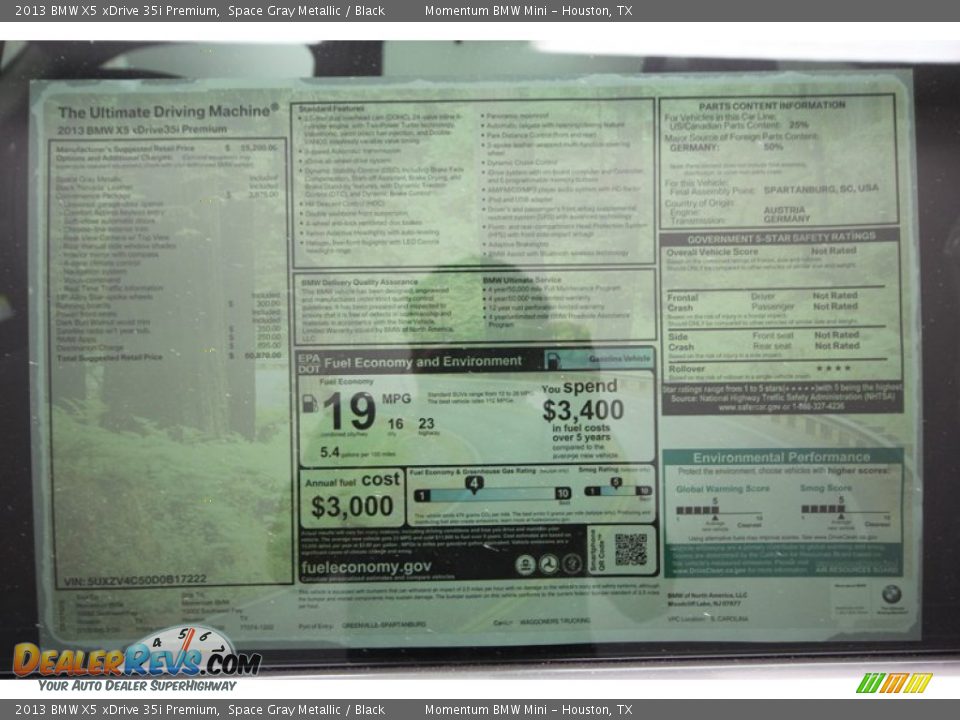 2013 BMW X5 xDrive 35i Premium Window Sticker Photo #28