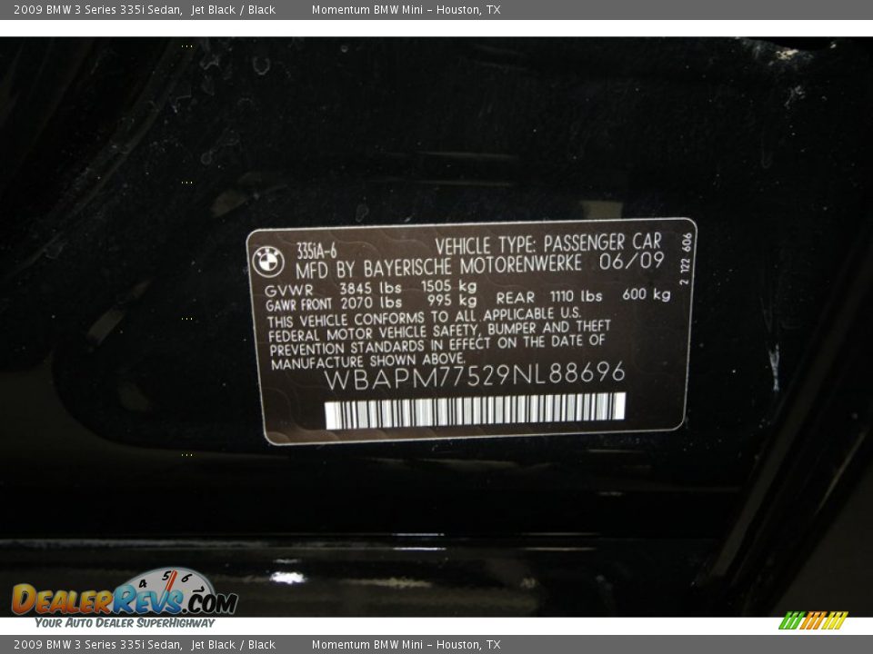 2009 BMW 3 Series 335i Sedan Jet Black / Black Photo #9