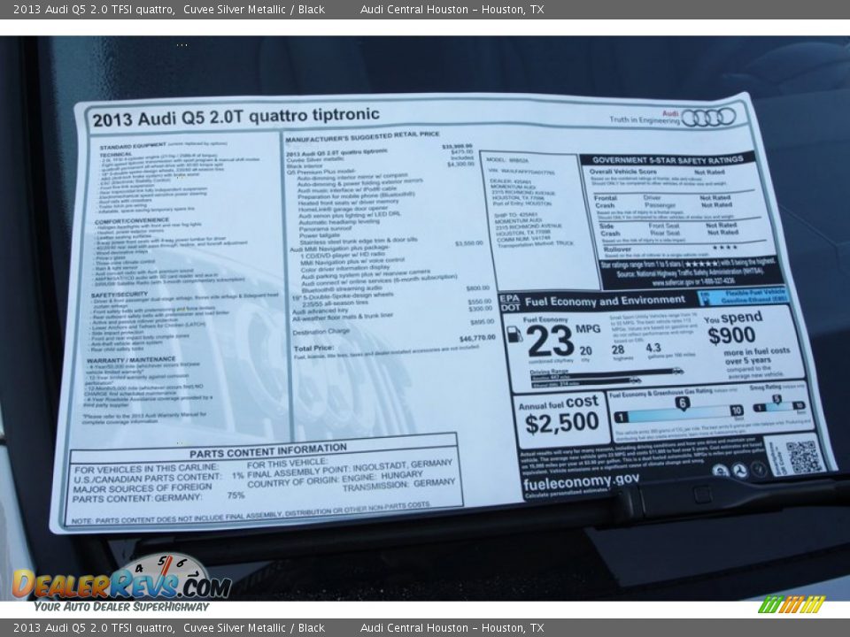 2013 Audi Q5 2.0 TFSI quattro Cuvee Silver Metallic / Black Photo #29