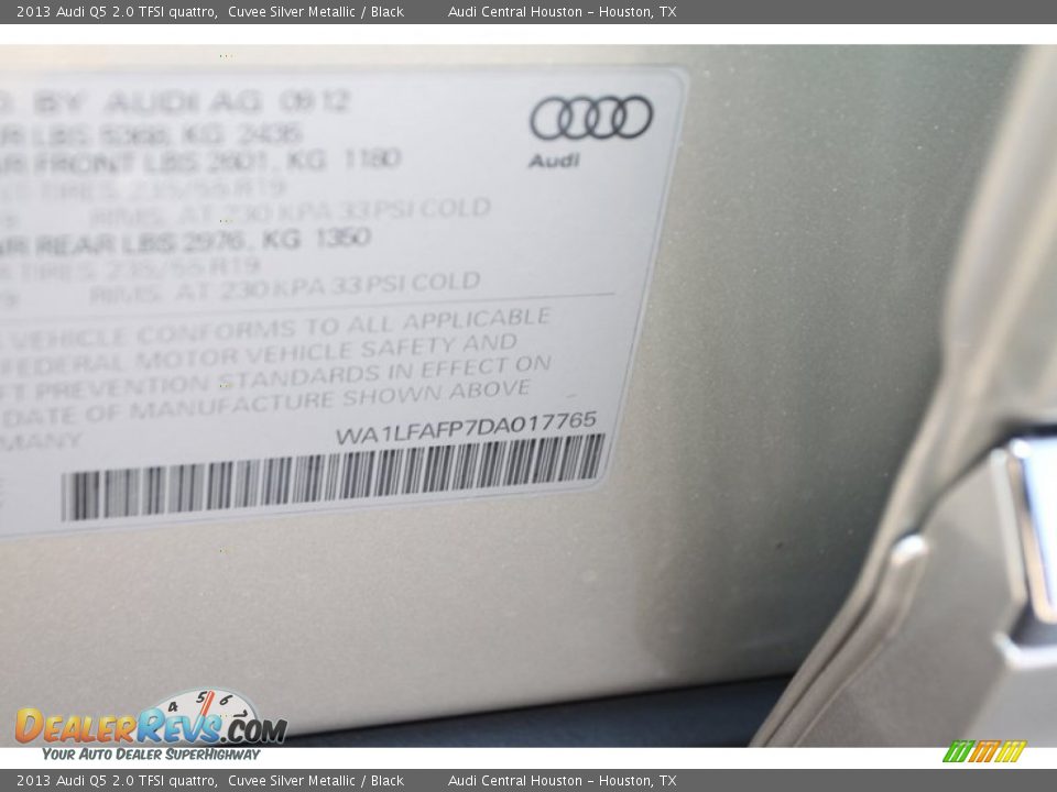 2013 Audi Q5 2.0 TFSI quattro Cuvee Silver Metallic / Black Photo #30