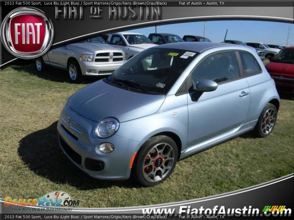 2013 Fiat 500 Sport Luce Blu (Light Blue) / Sport Marrone/Grigio/Nero (Brown/Gray/Black) Photo #1