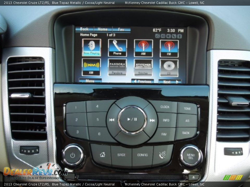 2013 Chevrolet Cruze LTZ/RS Blue Topaz Metallic / Cocoa/Light Neutral Photo #16