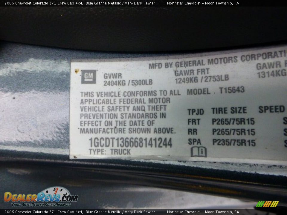 2006 Chevrolet Colorado Z71 Crew Cab 4x4 Blue Granite Metallic / Very Dark Pewter Photo #19