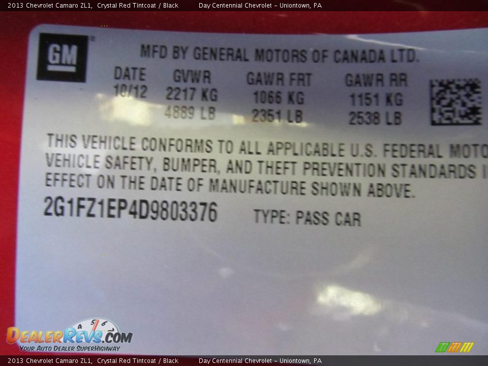 2013 Chevrolet Camaro ZL1 Crystal Red Tintcoat / Black Photo #19
