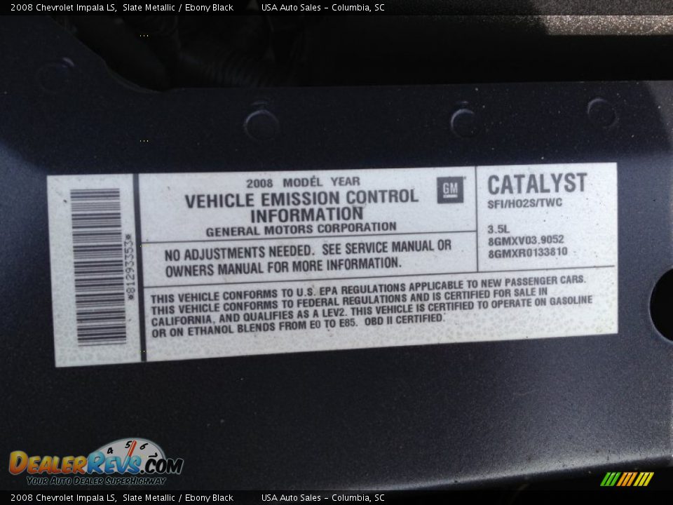 2008 Chevrolet Impala LS Slate Metallic / Ebony Black Photo #31