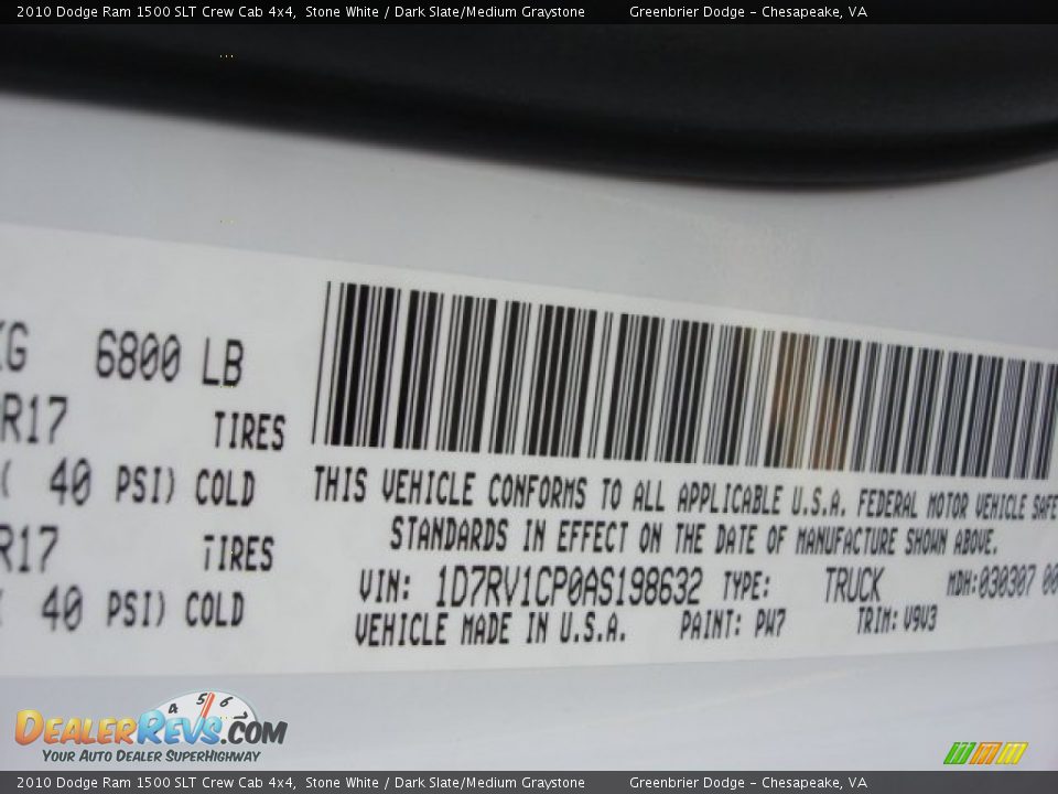 2010 Dodge Ram 1500 SLT Crew Cab 4x4 Stone White / Dark Slate/Medium Graystone Photo #28