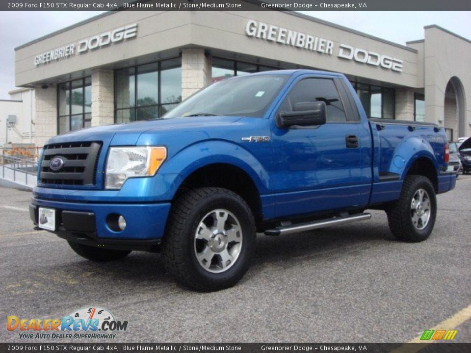2009 Ford F150 STX Regular Cab 4x4 Blue Flame Metallic / Stone/Medium Stone Photo #2