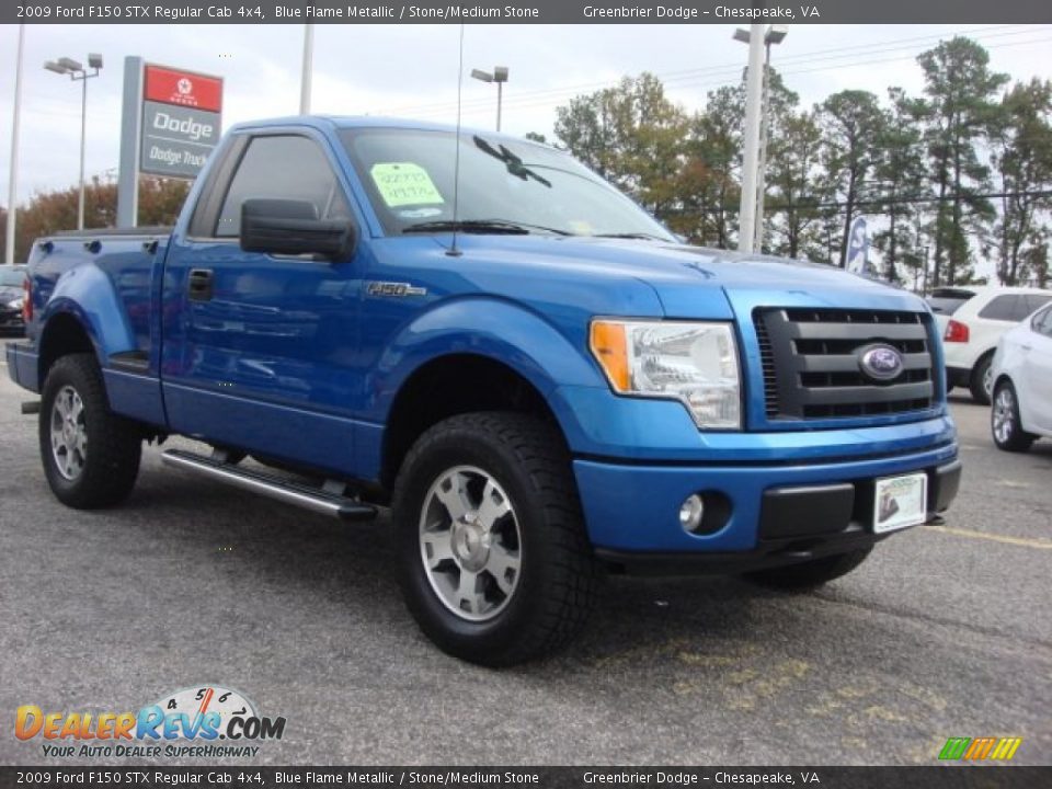 2009 Ford F150 STX Regular Cab 4x4 Blue Flame Metallic / Stone/Medium Stone Photo #6