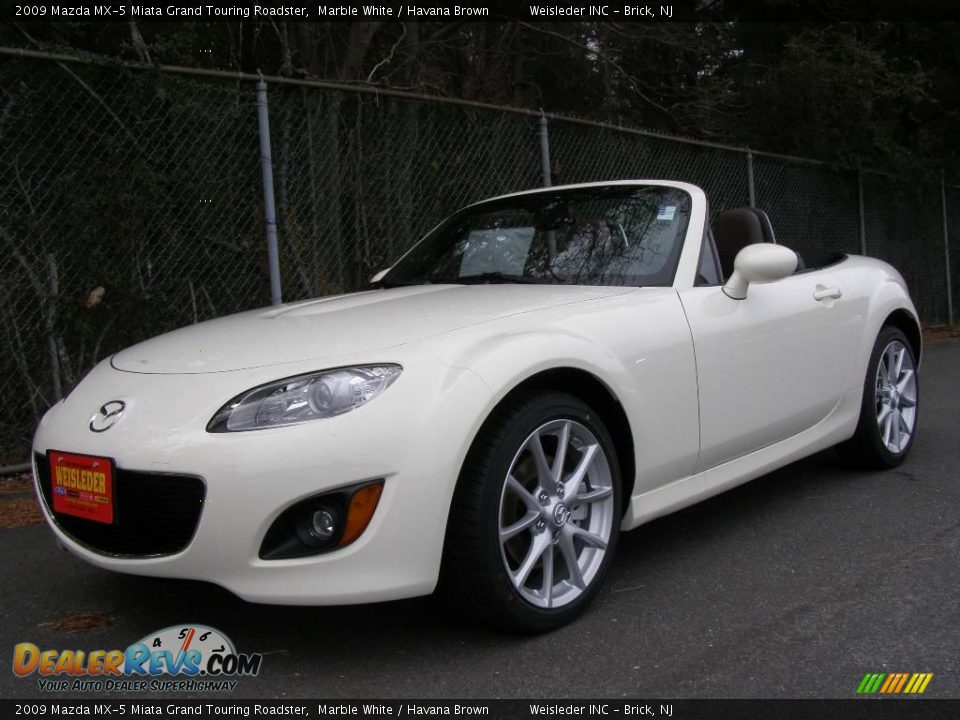 2009 Mazda MX-5 Miata Grand Touring Roadster Marble White / Havana Brown Photo #1