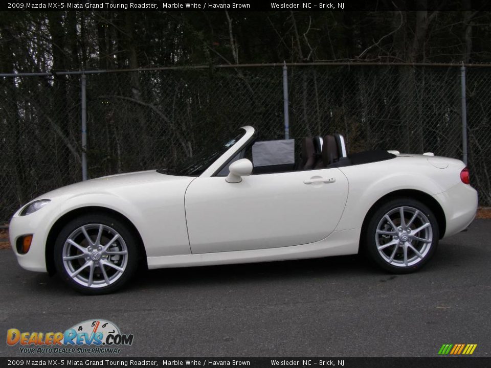 2009 Mazda MX-5 Miata Grand Touring Roadster Marble White / Havana Brown Photo #3