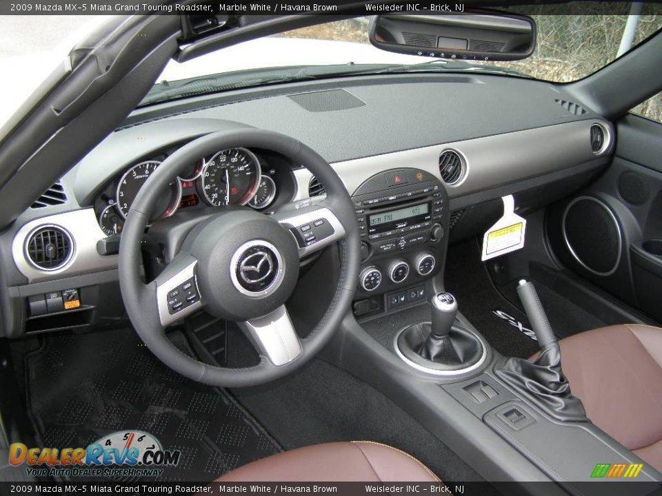 2009 Mazda MX-5 Miata Grand Touring Roadster Marble White / Havana Brown Photo #6