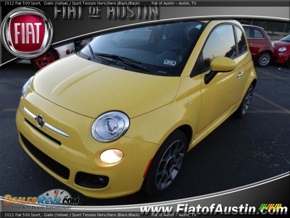 2012 Fiat 500 Sport Giallo (Yellow) / Sport Tessuto Nero/Nero (Black/Black) Photo #1