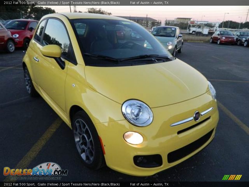 2012 Fiat 500 Sport Giallo (Yellow) / Sport Tessuto Nero/Nero (Black/Black) Photo #3