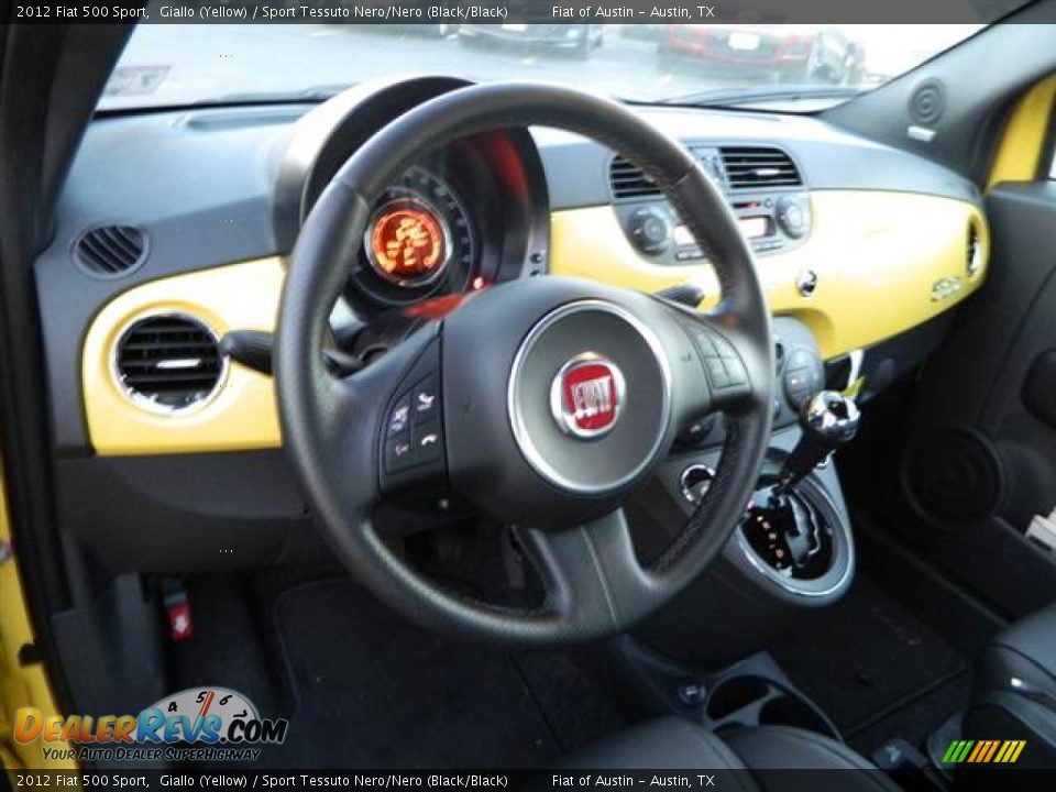 2012 Fiat 500 Sport Giallo (Yellow) / Sport Tessuto Nero/Nero (Black/Black) Photo #7