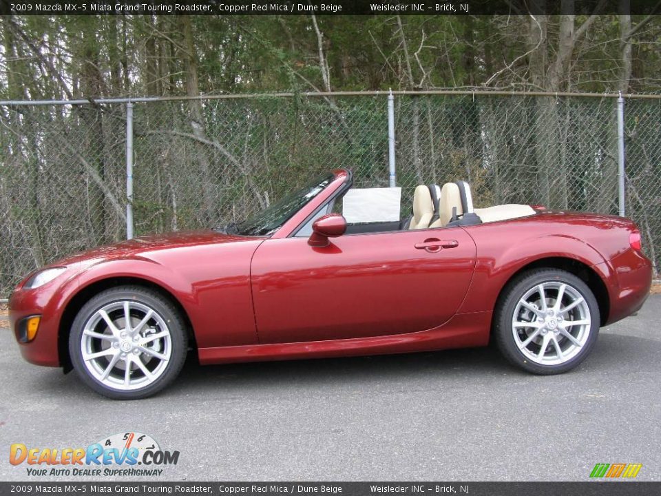 2009 Mazda MX-5 Miata Grand Touring Roadster Copper Red Mica / Dune Beige Photo #3