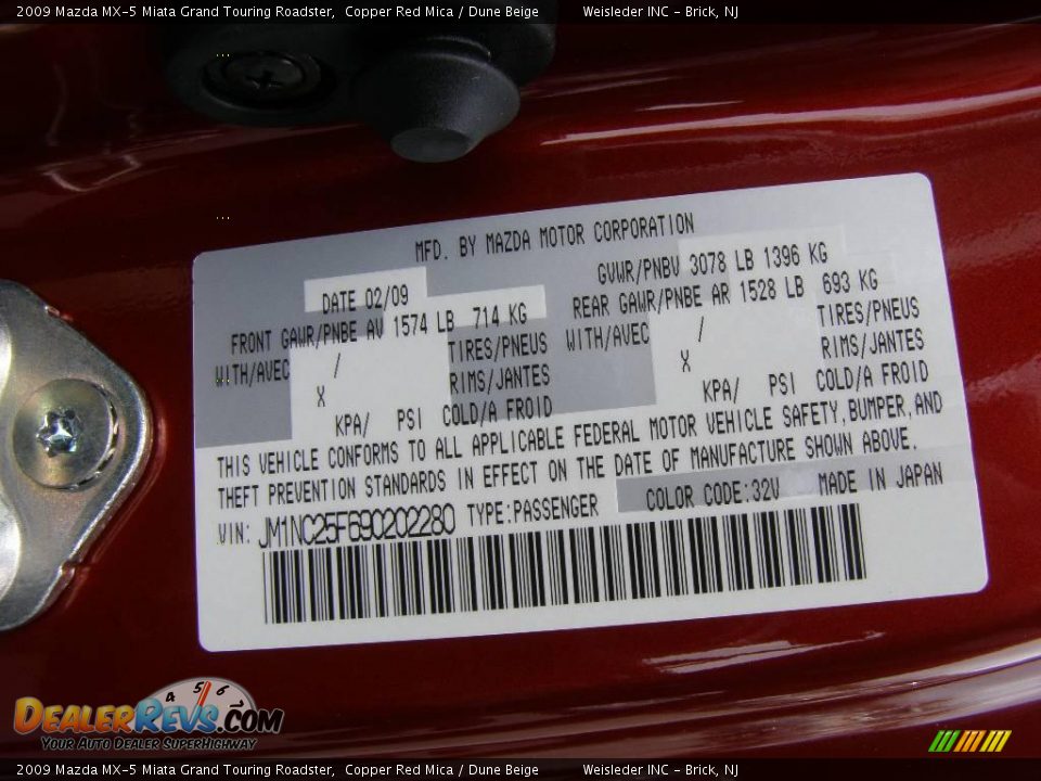2009 Mazda MX-5 Miata Grand Touring Roadster Copper Red Mica / Dune Beige Photo #8