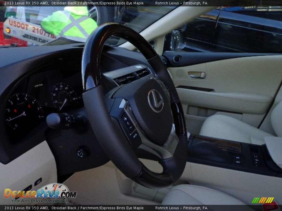 2013 Lexus RX 350 AWD Obsidian Black / Parchment/Espresso Birds Eye Maple Photo #14
