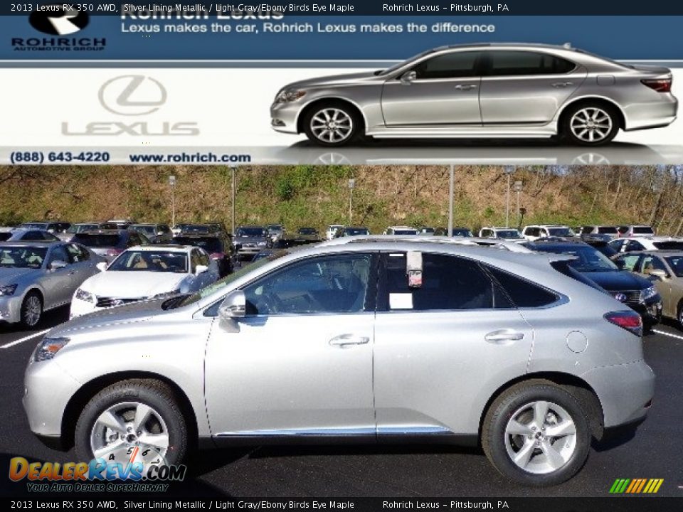 2013 Lexus RX 350 AWD Silver Lining Metallic / Light Gray/Ebony Birds Eye Maple Photo #1