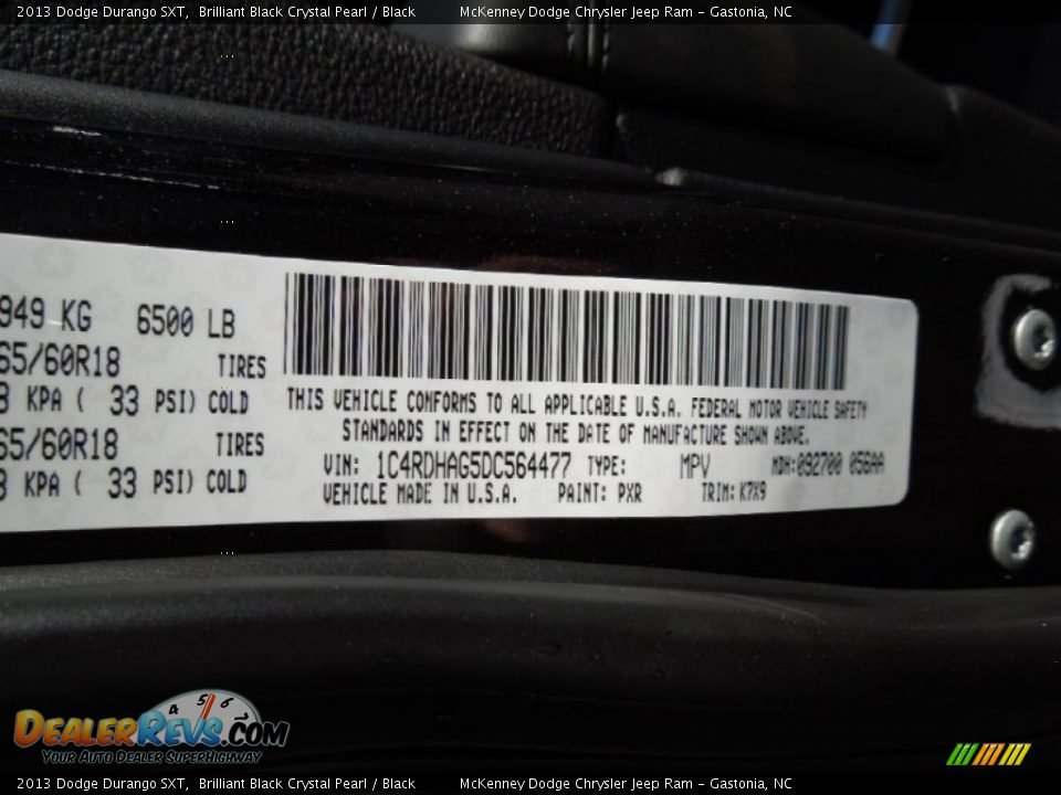 2013 Dodge Durango SXT Brilliant Black Crystal Pearl / Black Photo #7