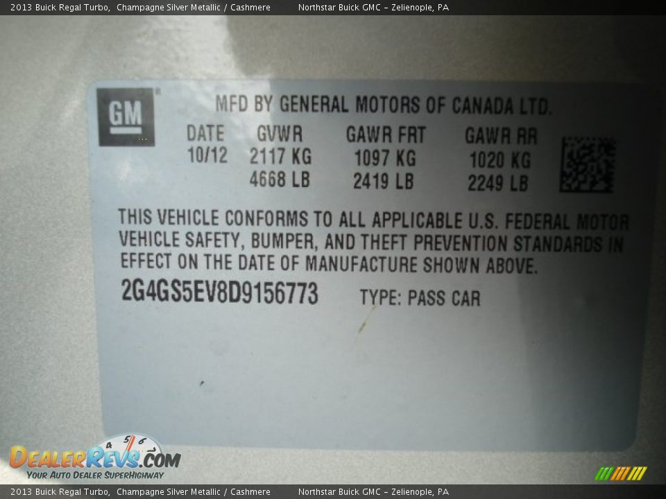 2013 Buick Regal Turbo Champagne Silver Metallic / Cashmere Photo #20