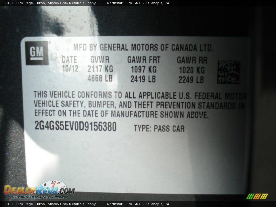 2013 Buick Regal Turbo Smoky Gray Metallic / Ebony Photo #20