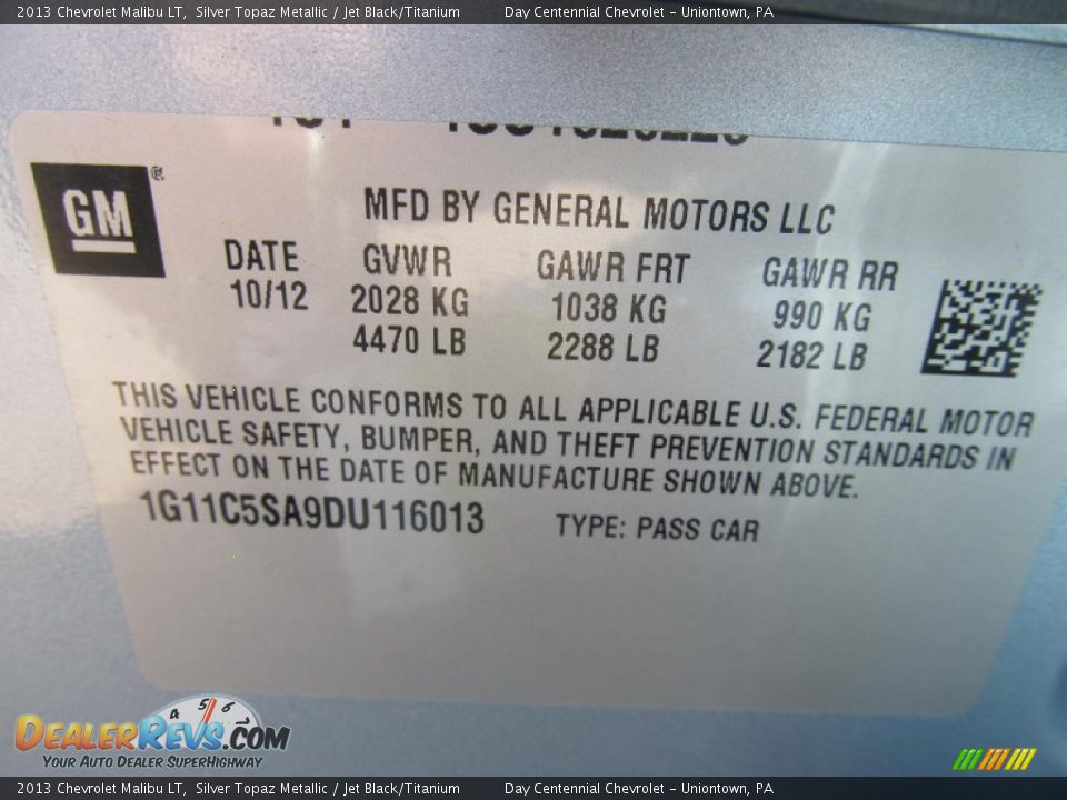 2013 Chevrolet Malibu LT Silver Topaz Metallic / Jet Black/Titanium Photo #19