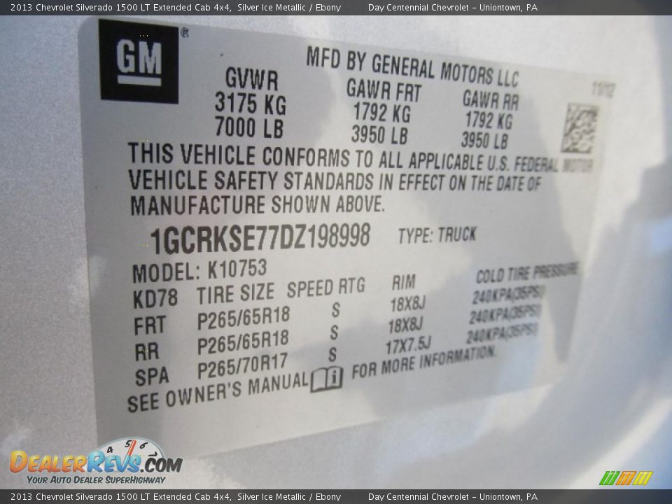 2013 Chevrolet Silverado 1500 LT Extended Cab 4x4 Silver Ice Metallic / Ebony Photo #19