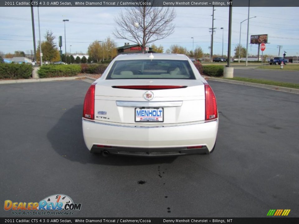 2011 Cadillac CTS 4 3.0 AWD Sedan White Diamond Tricoat / Cashmere/Cocoa Photo #6