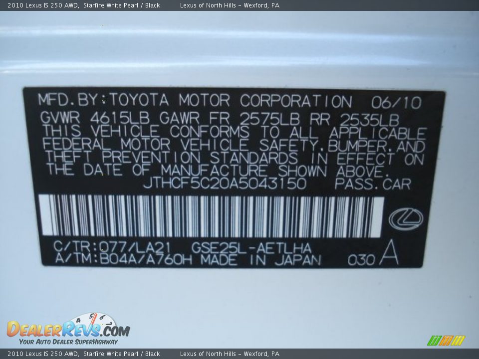 2010 Lexus IS 250 AWD Starfire White Pearl / Black Photo #20
