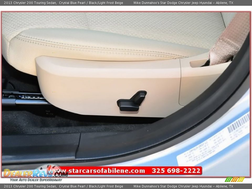 2013 Chrysler 200 Touring Sedan Crystal Blue Pearl / Black/Light Frost Beige Photo #12