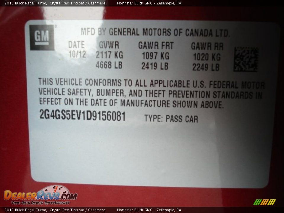 2013 Buick Regal Turbo Crystal Red Tintcoat / Cashmere Photo #20