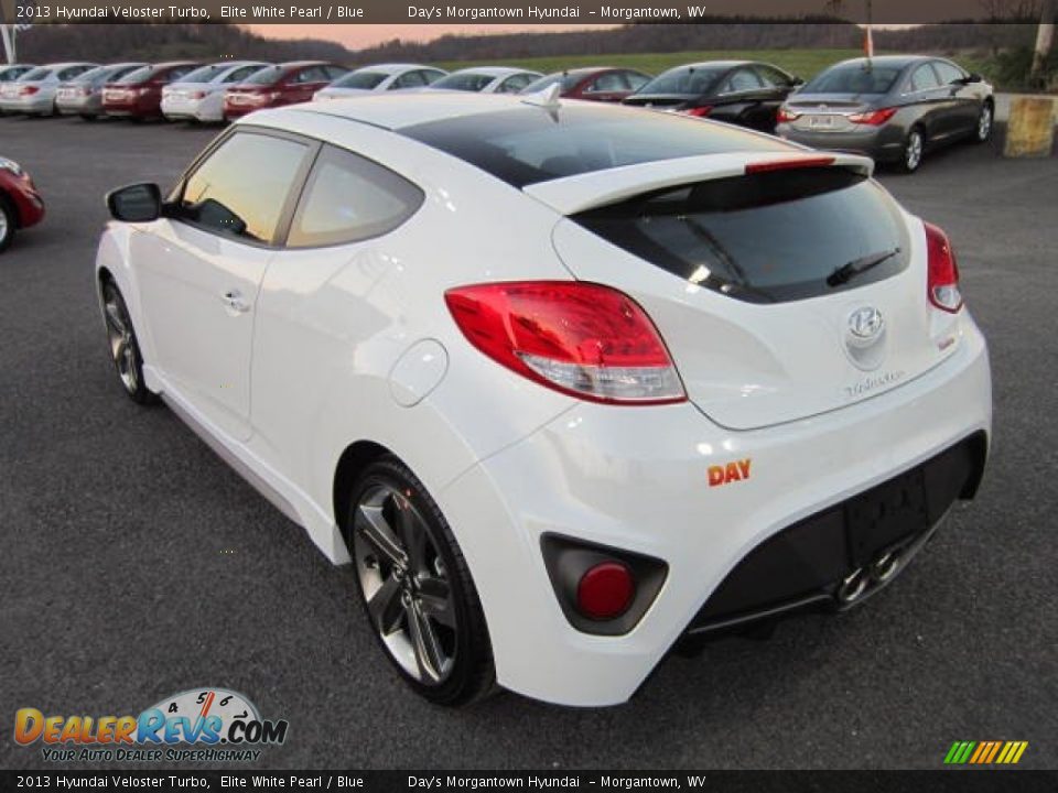 2013 Hyundai Veloster Turbo Elite White Pearl / Blue Photo #5
