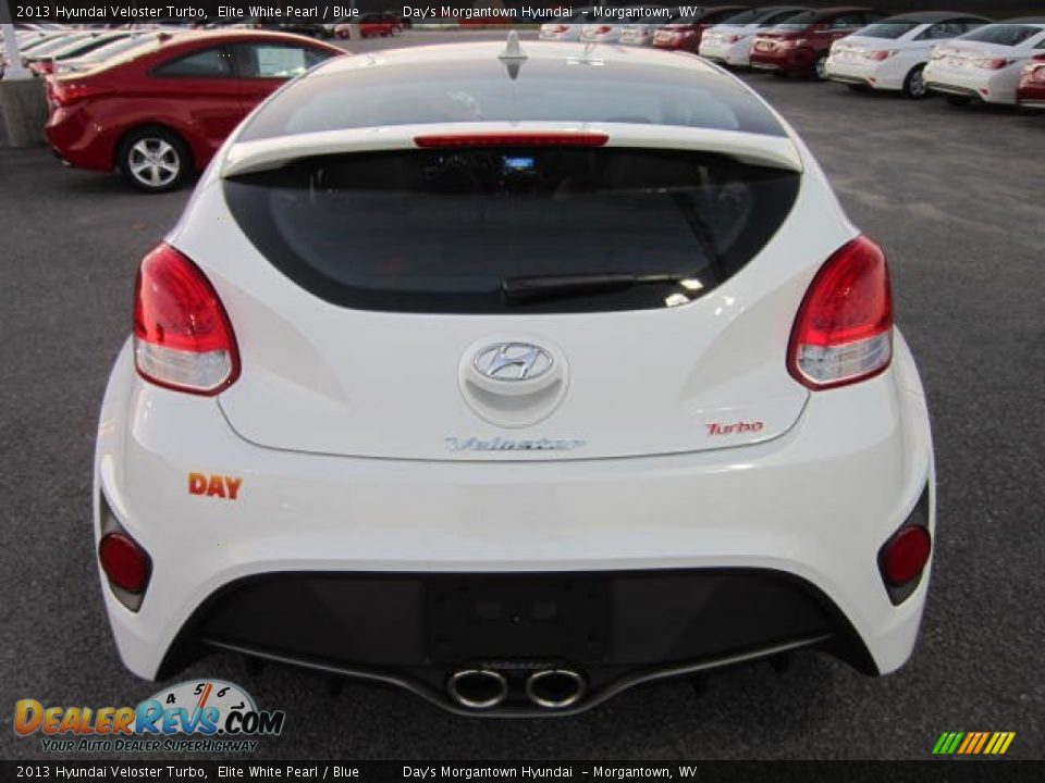 2013 Hyundai Veloster Turbo Elite White Pearl / Blue Photo #6