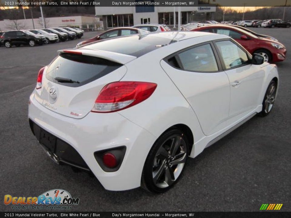 2013 Hyundai Veloster Turbo Elite White Pearl / Blue Photo #7