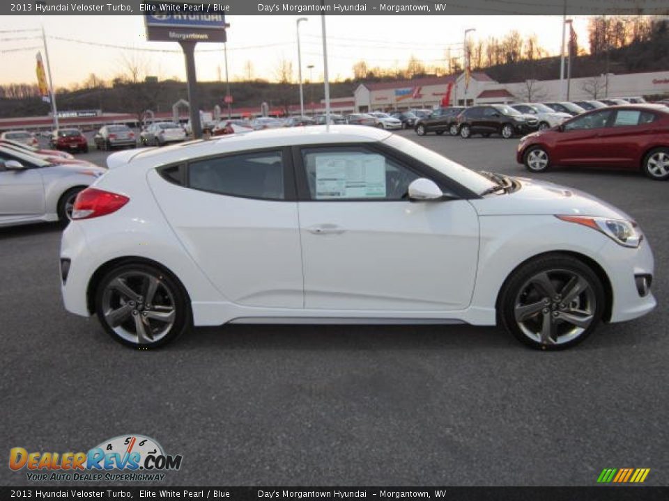 2013 Hyundai Veloster Turbo Elite White Pearl / Blue Photo #8