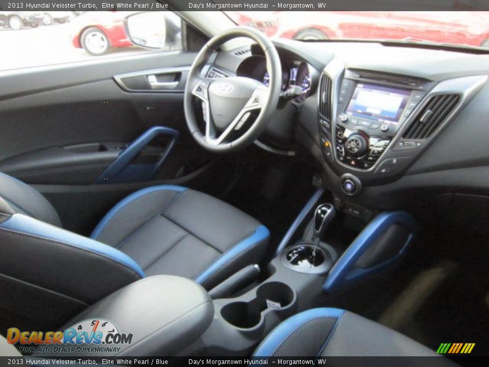 2013 Hyundai Veloster Turbo Elite White Pearl / Blue Photo #13