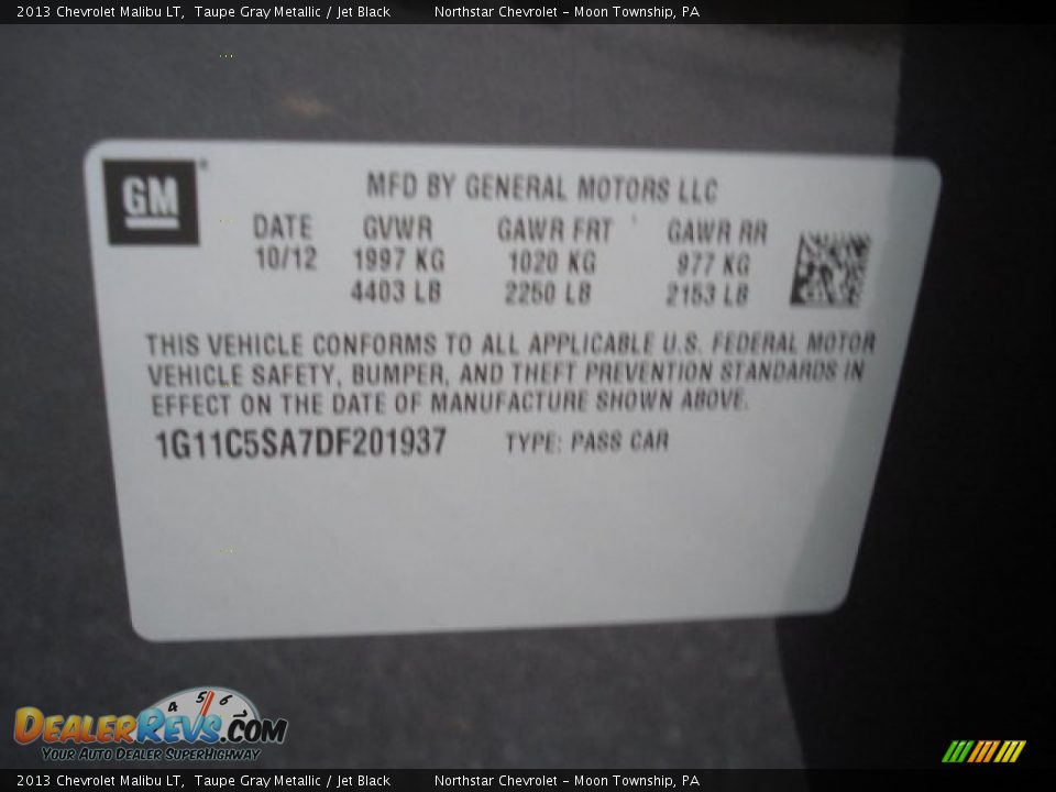 2013 Chevrolet Malibu LT Taupe Gray Metallic / Jet Black Photo #20