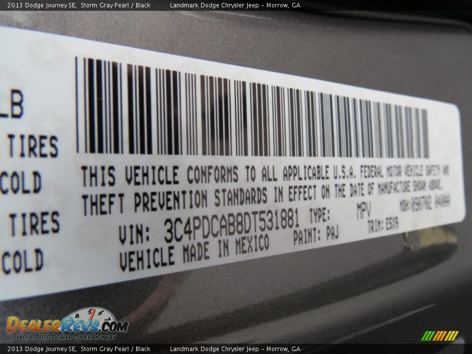 2013 Dodge Journey SE Storm Gray Pearl / Black Photo #12
