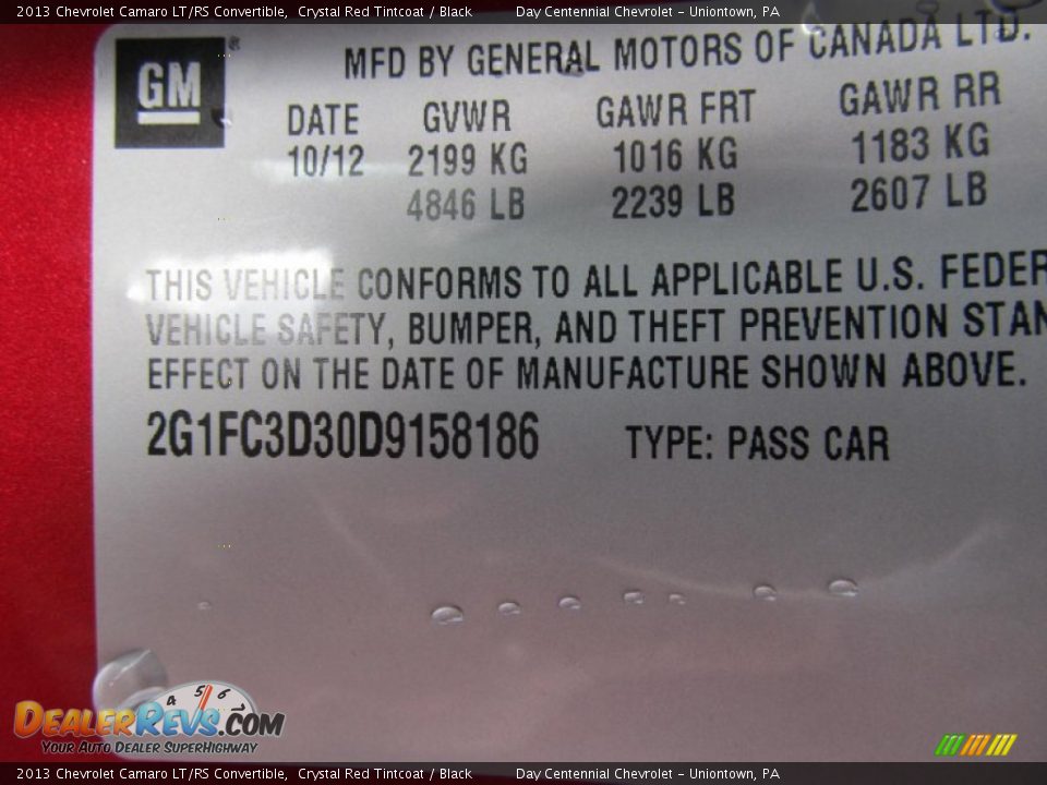 2013 Chevrolet Camaro LT/RS Convertible Crystal Red Tintcoat / Black Photo #19