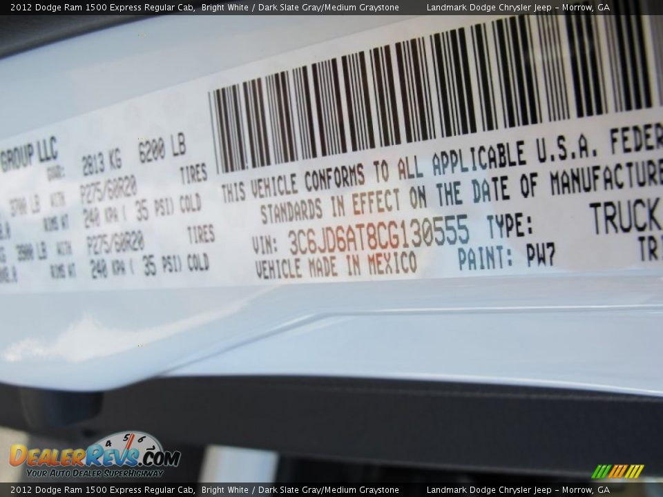 2012 Dodge Ram 1500 Express Regular Cab Bright White / Dark Slate Gray/Medium Graystone Photo #12