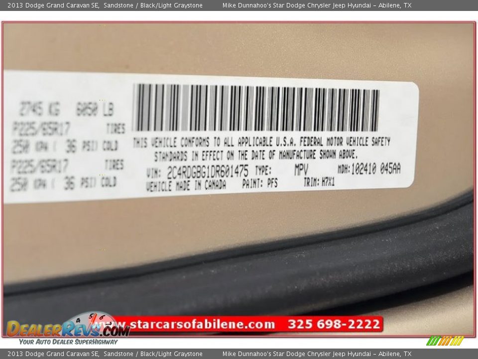 2013 Dodge Grand Caravan SE Sandstone / Black/Light Graystone Photo #11