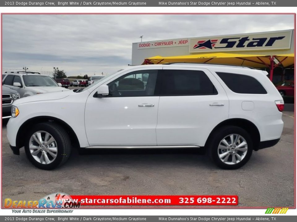 2013 Dodge Durango Crew Bright White / Dark Graystone/Medium Graystone Photo #2