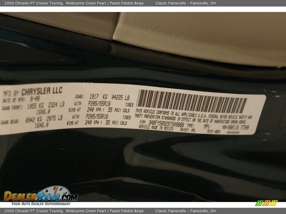 2009 Chrysler PT Cruiser Touring Melbourne Green Pearl / Pastel Pebble Beige Photo #20