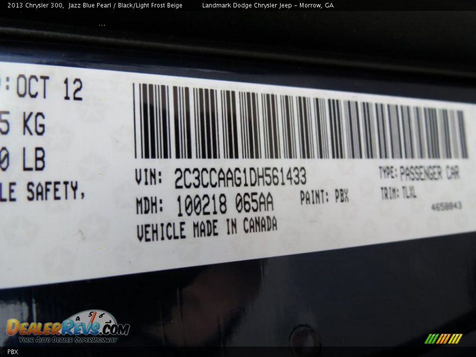 Chrysler Color Code PBX Jazz Blue Pearl