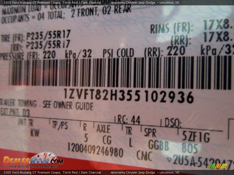 2005 Ford Mustang GT Premium Coupe Torch Red / Dark Charcoal Photo #8