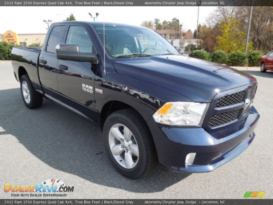 2013 Ram 1500 Express Quad Cab 4x4 True Blue Pearl / Black/Diesel Gray Photo #2