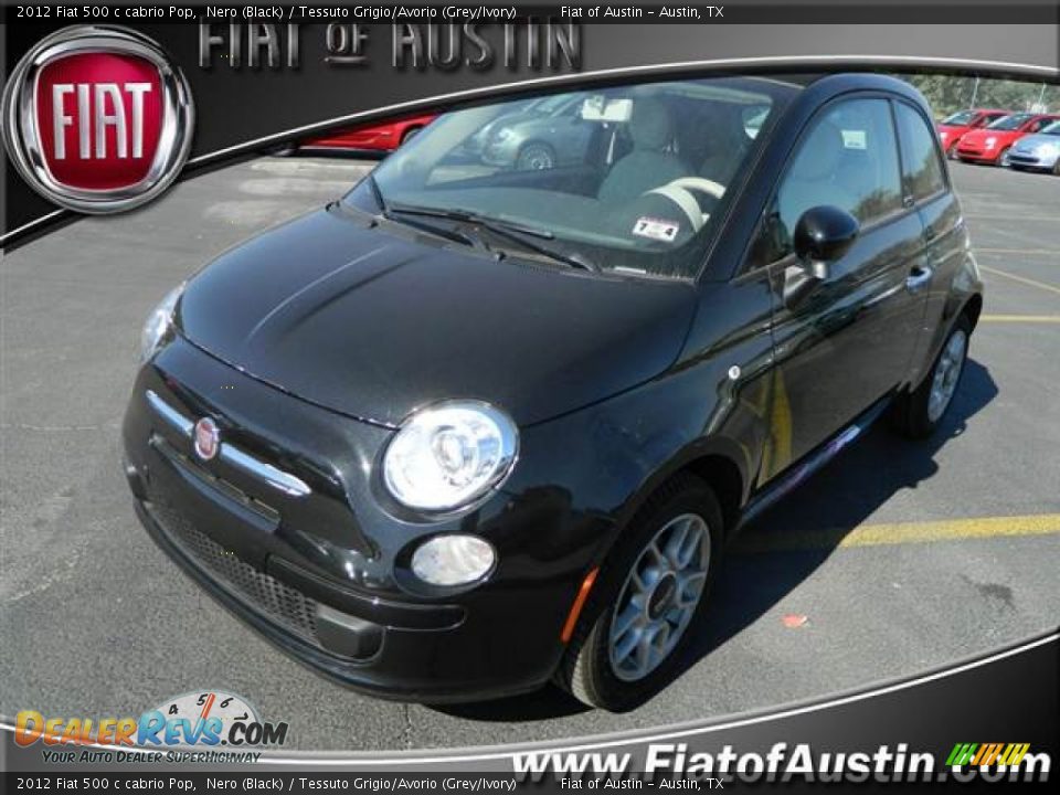 2012 Fiat 500 c cabrio Pop Nero (Black) / Tessuto Grigio/Avorio (Grey/Ivory) Photo #1