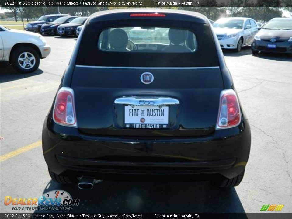 2012 Fiat 500 c cabrio Pop Nero (Black) / Tessuto Grigio/Avorio (Grey/Ivory) Photo #4