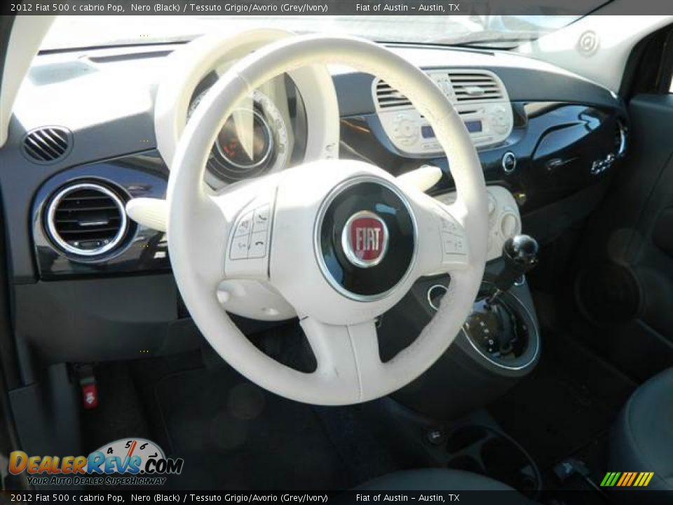 2012 Fiat 500 c cabrio Pop Nero (Black) / Tessuto Grigio/Avorio (Grey/Ivory) Photo #7
