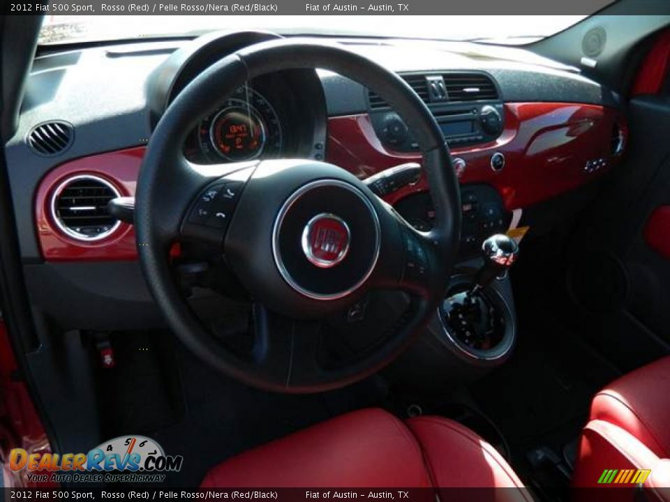 2012 Fiat 500 Sport Rosso (Red) / Pelle Rosso/Nera (Red/Black) Photo #7